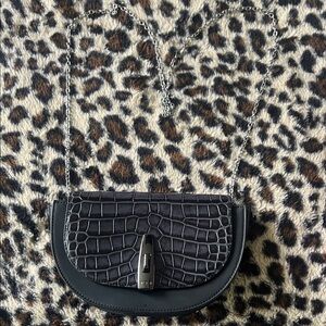Tumi Black Croc-Embossed Chain Crossbody Bag